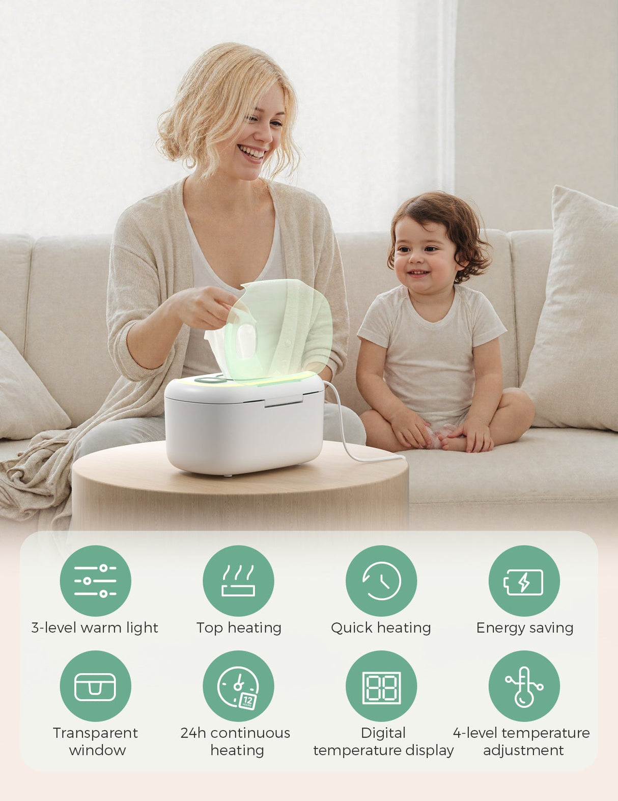Olivia Baby Wipe Warmer for Newborn Diapering Care