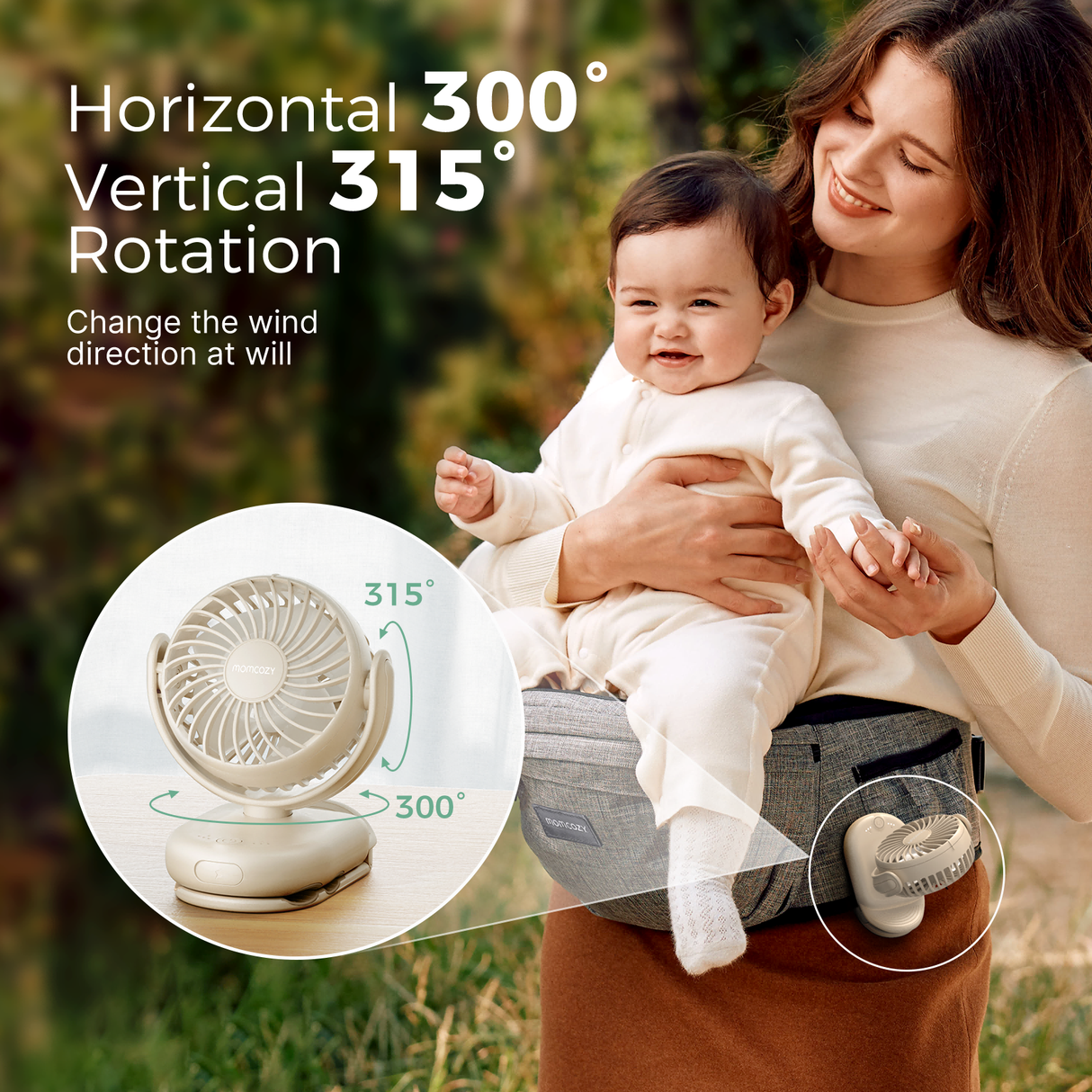 Emma Portable Stroller Fan with Rechargeable Clip Design
