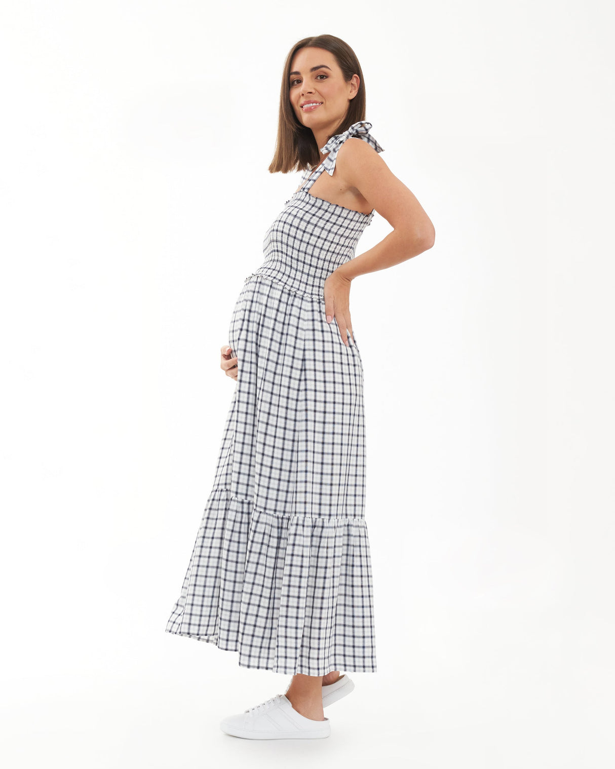 Charlotte Smocked Maternity Maxi Dress