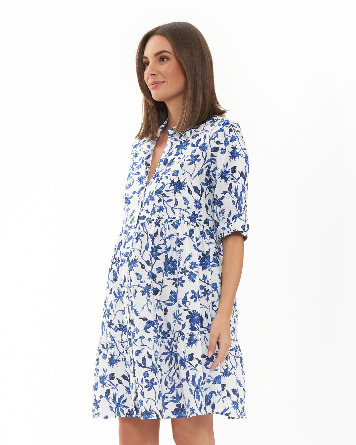 Ella Linen Maternity Dress