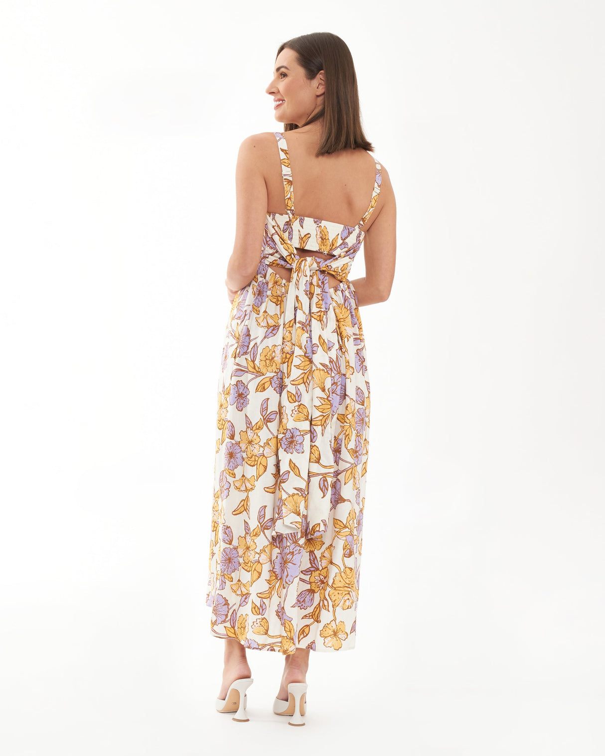 Olivia Tie-Back Linen Maternity Dress