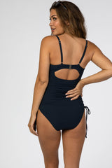 Mela Black Ribbed One-Piece Maternity Swimsuit