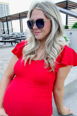 Isla Ruffle Shoulder Maternity One-Piece Swimsuit