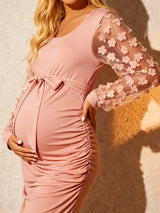 Isabella Floral Mesh Maternity Dress