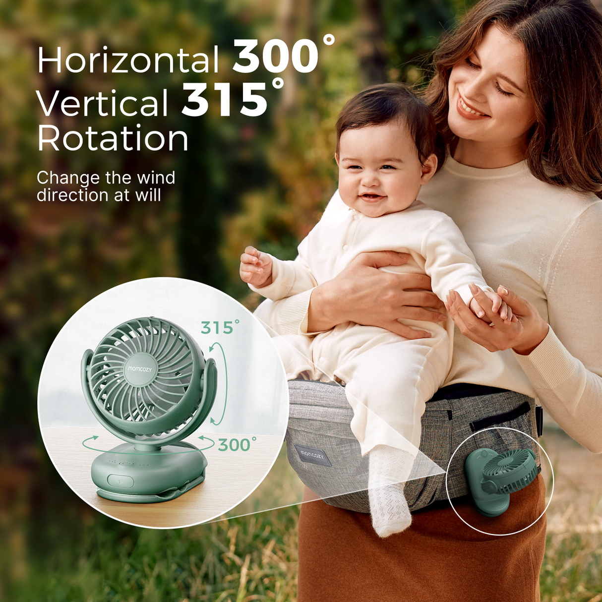 Emma Portable Stroller Fan with Rechargeable Clip Design
