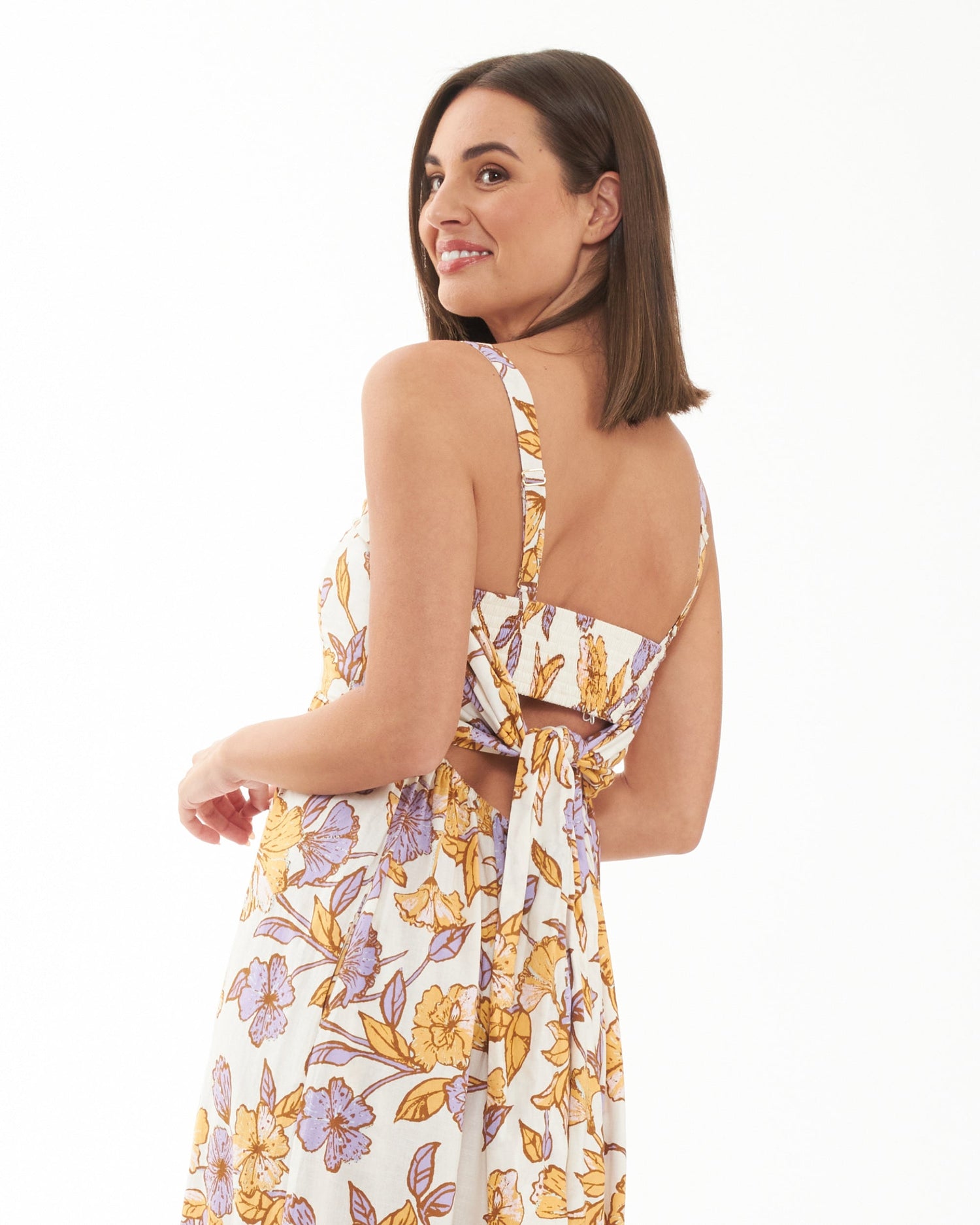 Olivia Tie-Back Linen Maternity Dress